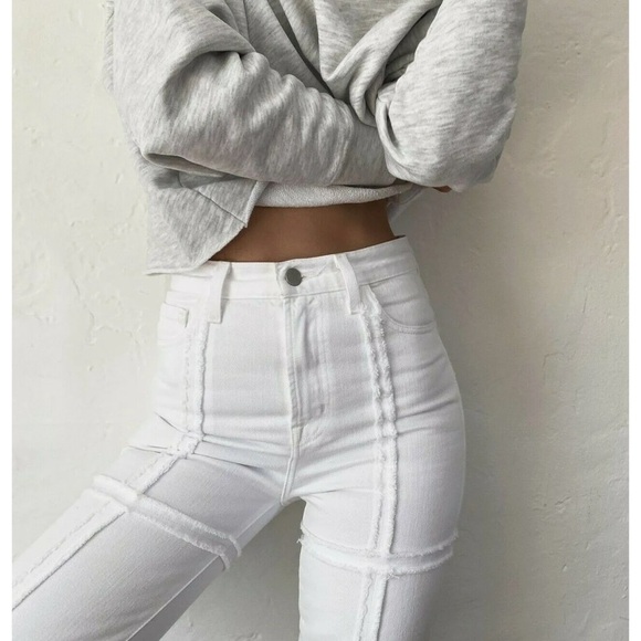 J BRAND Jules High-Rise Ankle Straight - White Off The Grid